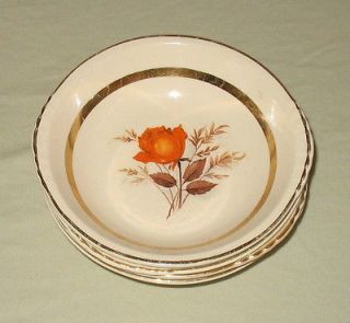 Antique The Paden City Pottery Orange Rose Dessert Bowls   Warranted 