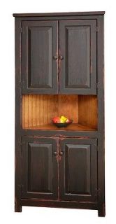   Rustic Corner Cabinet Pantry Country Kitchen Cottage Furniture Wood