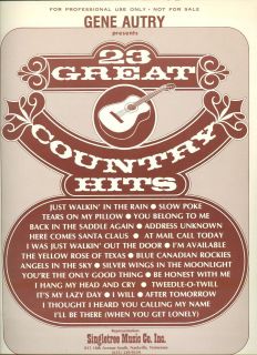 Gene Autry presents 23 Great Country Hits sheet music songbook guitar 