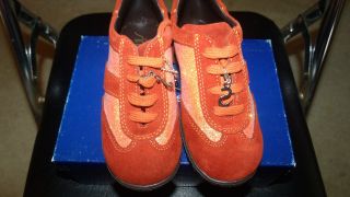 Simonetta Girls Orange Suede & Glitter Specialty Shoe (Size 26) MSRP 