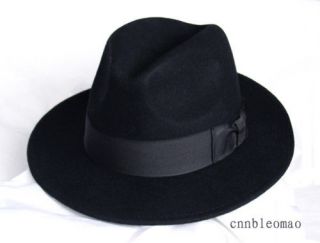 MICHAEL JACKSON black Fedora Wool Hat Classic Costume