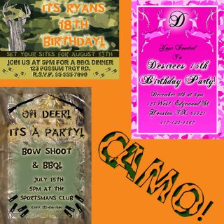 Camo Invitations 12 Card Pack 4x6 Optional Envelopes You Print
