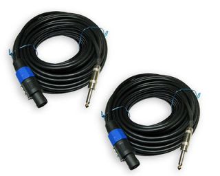 NEW 2x 25 FT foot speakon to 1/4 PA DJ speaker cables cords 25FT PAIR 