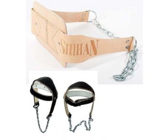Cow Hide Leather NATURAL Dipping Belt & Black Leather Neck Harness 
