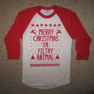 sleeve ugly sweater raglan merry christmas ya filthy animal funny 