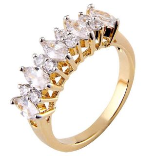 Marquise/Round Cubic Zirconia Alternate 14k Gold EP Wedding Stackable 