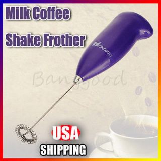 Purple Milk Coffee Shake Frother Whisk Mixer Electric Egg Beater 