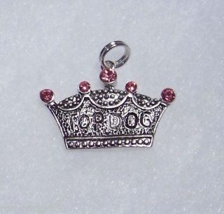 TOP DOG CROWN CHARM, with Pink Crystals, Very Royal