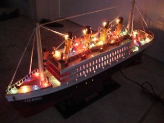 Titanic wooden model cruise ship with flashing light 16 100 years 