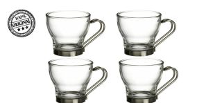 Bormioli Rocco Verdi Espresso Cup With Stainless Steel Handle Set of 4 