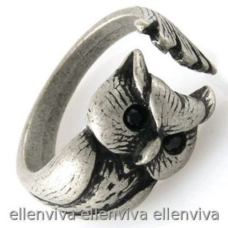 Unqiue Cute Owl Animal Wrap Ring Sizes 5 9 Jewellery Vintage Silver 