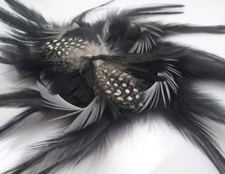 feather Fascinator Hairs Flower brooch hair clip pin include GRAY