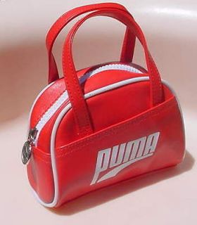 PUMA SPORTS Mini Handbag Purse Bowling Bag Style Red / White Zip Up 