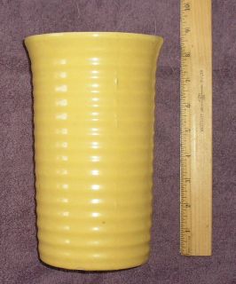 Bauer Pottery Ring Ware 8 Yellow Cylinder Vase/Planter
