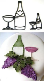 PATCHWORK CUTTERS WINE BOTTLE & GLASS SUGARCRAFT CUPCAKE CAKE TOPPERS 