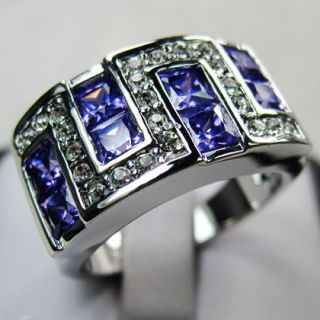 Jewelry New Amethyst mens 10KT white Gold Filled Ring sz10 free