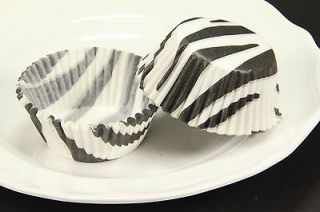 50x, 2 Cupcake Liners Baking Cups, Black White Zebra, Standard Size