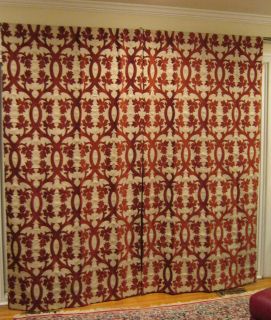   DONGHIA NOBILIS HOLLY HUNT FABRIC DRAPERY PANELS TAUPE AND RED