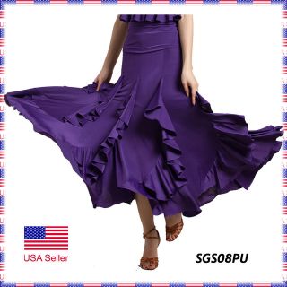 SGS08PU (S XL) New Women Ballroom Smooth Tango Flamenco Dance Skirt