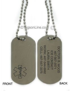 Medical Alert ID Dog Tag and Necklaces. Free Wallet Card Free 