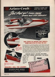 1958 Vintage Ad Aristo Craft Boats Atlanta,Georgi​a