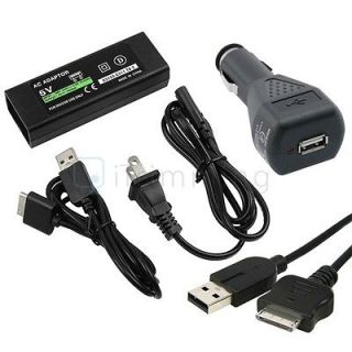   PSPGo AC Home Power+DC Car Charger+USB Data Sync Charging Cable Cord