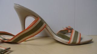 ROUGE HELIUM HIGH HEEL SANDAL SIZE 7 GREEN/ BEIGE WITH STRAPS APPROX 