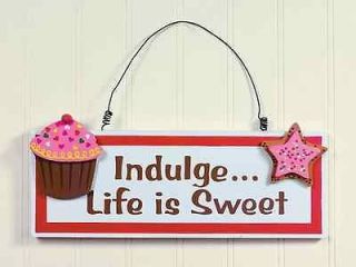 IndulgeLife is Sweet” Cupcake Cookie Sign Plaque Hanging Wall 