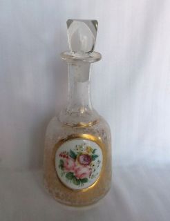 Antique Glass Decanter with Porcelain Cameo Mosser Style