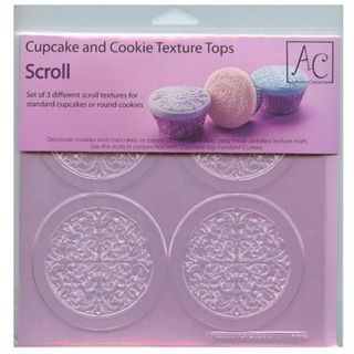   Cookie Texture Tops Scroll design NEW Set of 3 fondant cake decorating