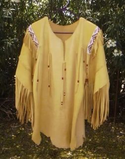 Native American handmade beaded buckskin leather shirt