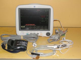 GE Dash 4000 Patient Monitor w/Printer & All Cables SpO2, NIBP, ECG 