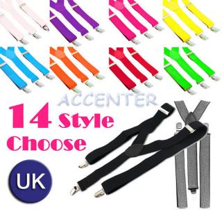 Adjustable Braces Suspenders Unisex Neon Glitter Plain