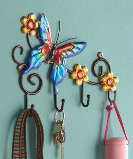 NEW Decorative Metal Butterfly Wall Art Key Ring Holder Hanging Home 