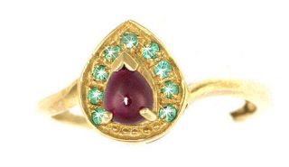   Emerald heart engagement 14K gold ring .71 cts anniversary birthday