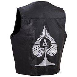 Diamond Plate™ Rock Design Genuine Leather Vest Ace of Spades