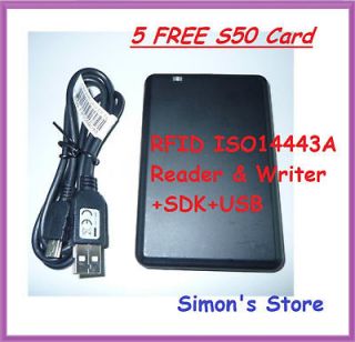 RFID 13.56Mhz Mifare ISO14443A reader/writer USB +SDK