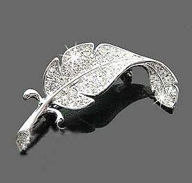 xz1 Fashion Womens Korean Silver Color plated full of crystals leaf 