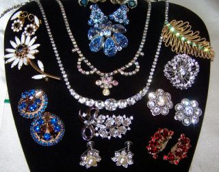 VTG High End Designer Brooches, Earrings, Necklace Hattie Carnegie 