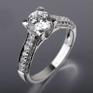   CERTIFIED DIAMOND SOLITAIRE & ACCENTS ANNIVERSARY RING 18K WHITE GOLD