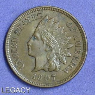 1907 INDIAN HEAD CENT FULL LIBERTY 4 DIAMONDS CH.AU (ES