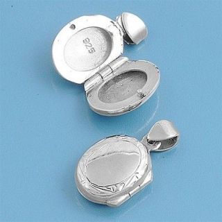   Silver Oval Locket Pendant Diamond Cut Design Pendant Solid 925 Italy