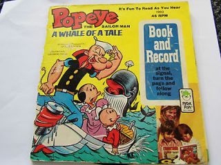 Popeye the Sailor man A Whale of a tale book and 45 rpm record