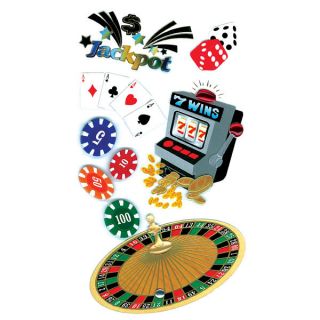   PC CASINO Slot Machine Jackpot Dice Cards Roulette JOLEES 3D Stickers