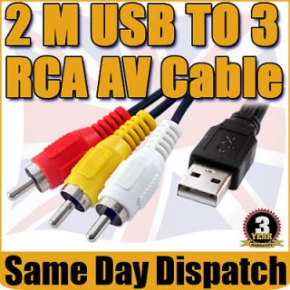 2M USB 2.0 TO 3x Triple RCA AV HDD Multimedia Player Sound Video 