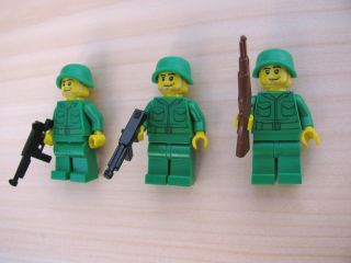 LEGO 3 Custom Army Men Minifigs WW2 Soldiers with Thompson Machine 