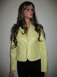 NWT Womens OXYHO Sorento Celery Yellow Green Leather Jacket Medium