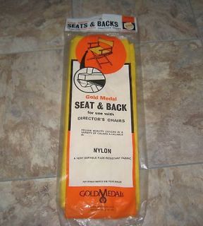 TWO GOLD MEDAL DIRECTORS CHAIR REPLACEMENT SEAT & BACK YELLOW & BROWN