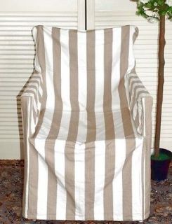 BEIGE TAUPE STRIPE DIRECTORS CHAIR COVER NAUTICAL GREAT BEACH 