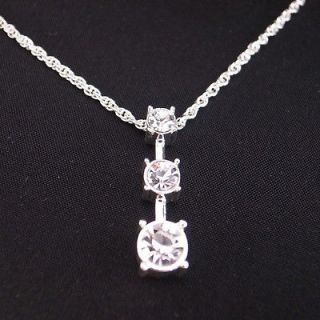 18k white gold gp diamond solitaire past present future pendant chain 